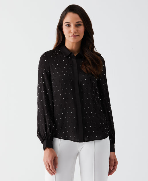 H.I.P. Polka Dot Blouse - Women's Shirts/Blouses in Red