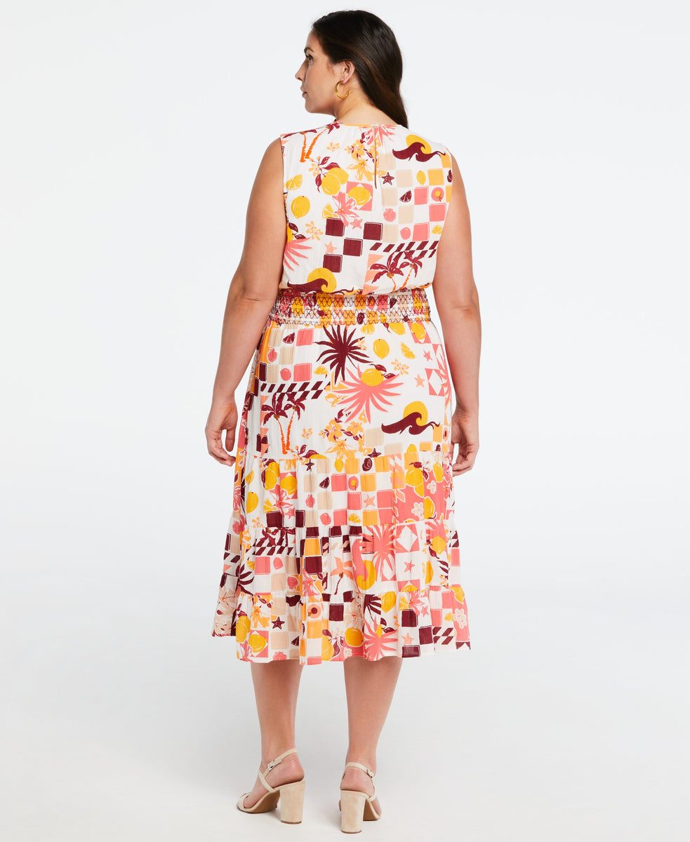 Plus Size Floral-Print Midi Dress
