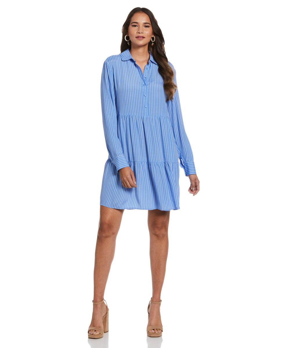 Tiered popover dress in cotton clearance poplin