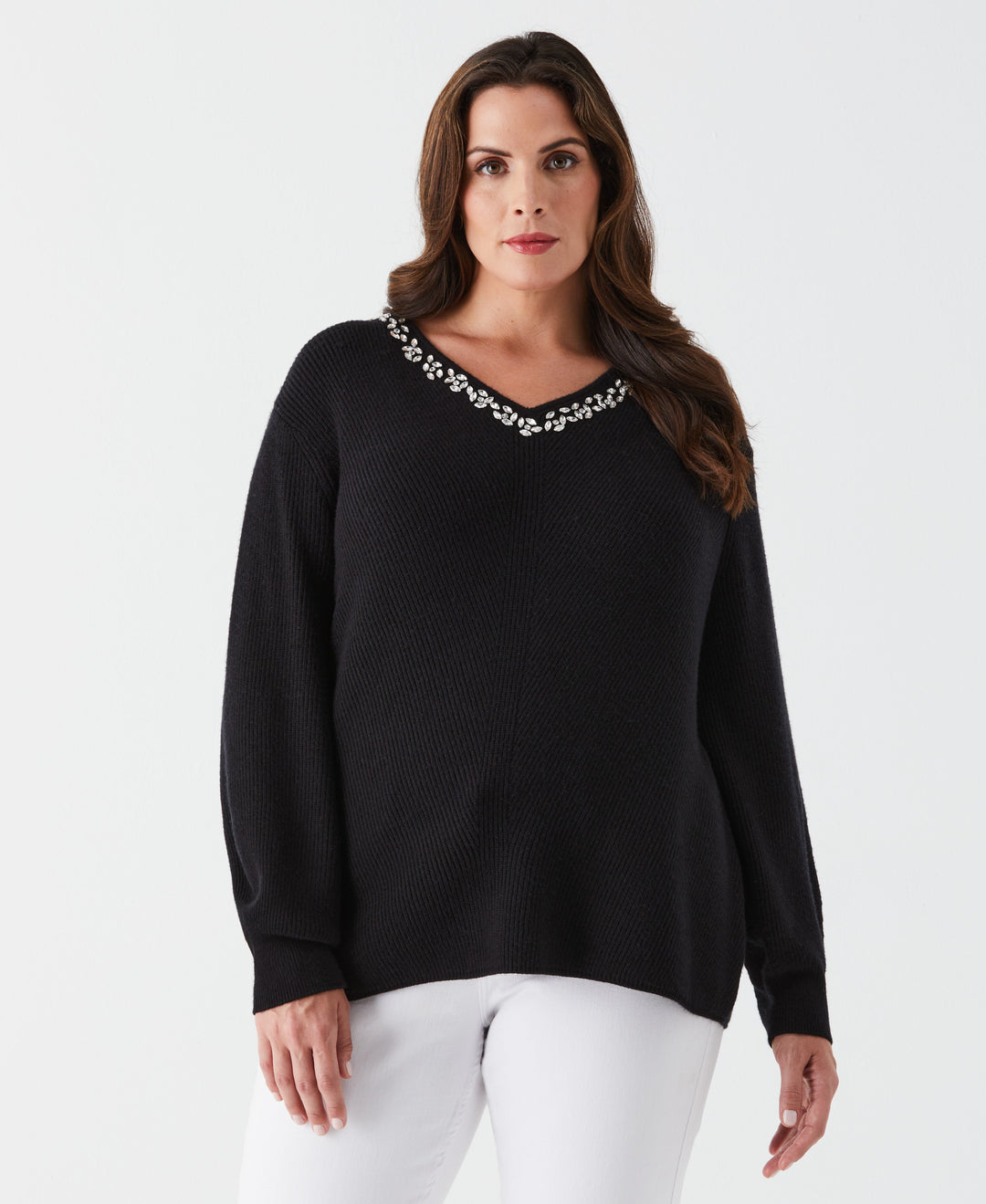 Plus size v neck sweaters hotsell