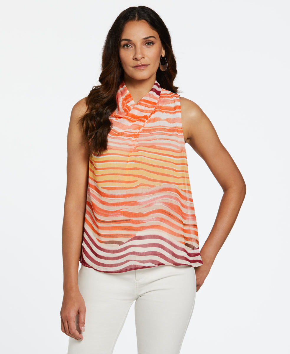 Sleeveless Blouse With Twisted Drape Neck | Rafaella