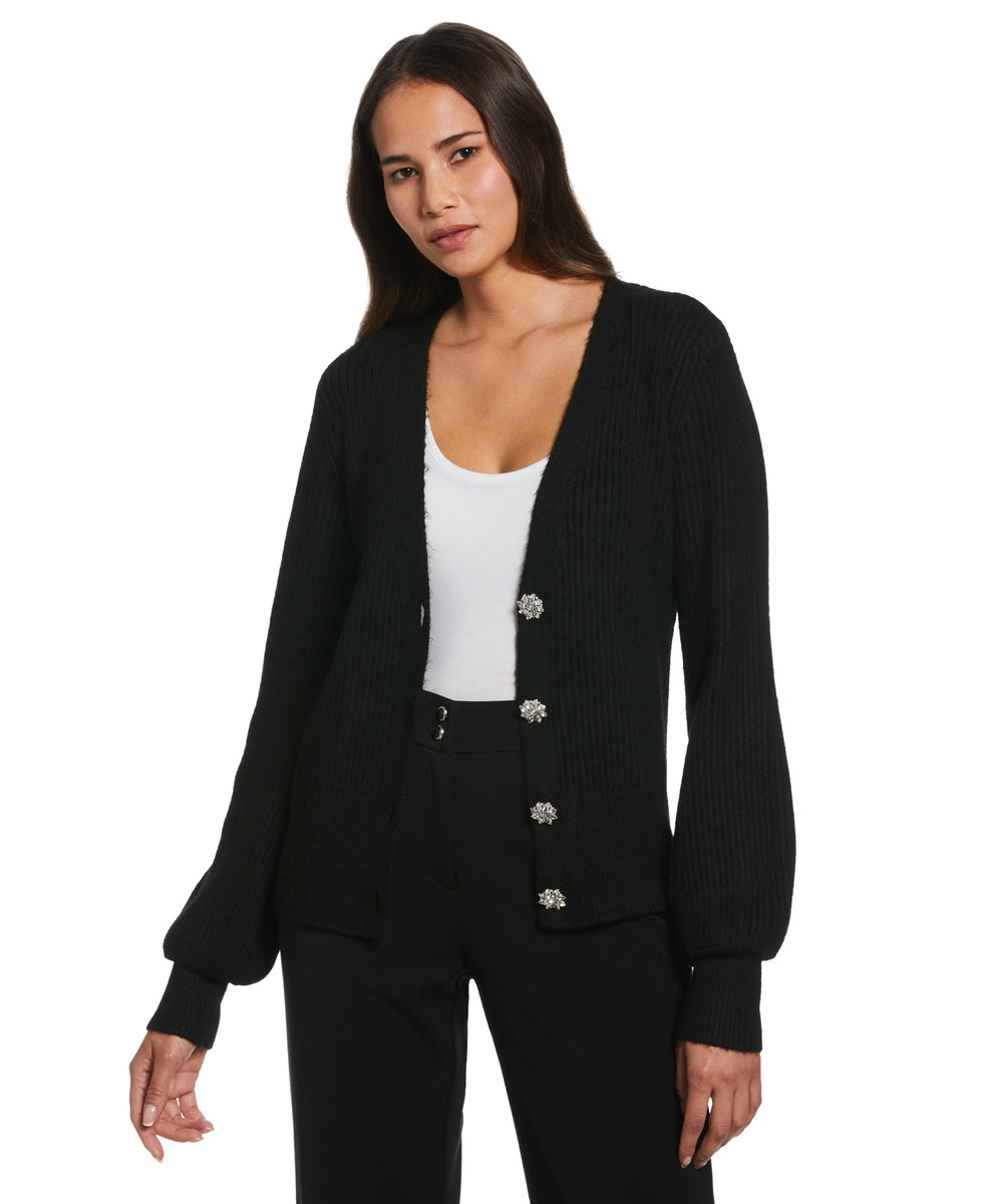 Women's Petite Jewel Button Cardigan | Rafaella