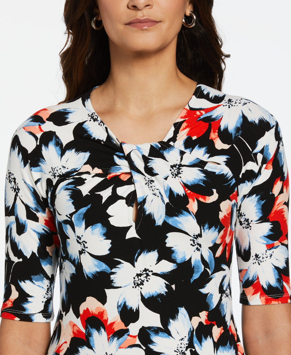 Women's Floral Elbow Sleeve Top | Rafaella