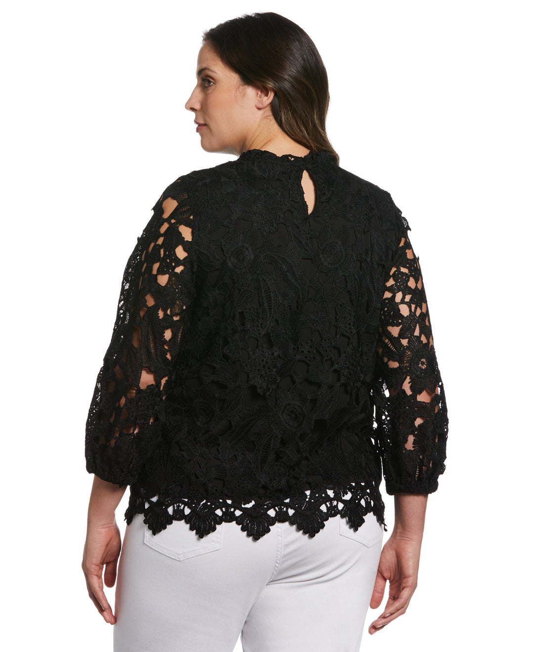 Rafaella 3/4 shops Sleeve Embroidered Knit Top