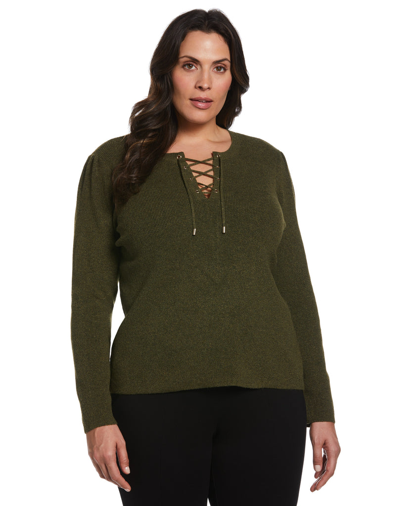 Front lace deals up sweater