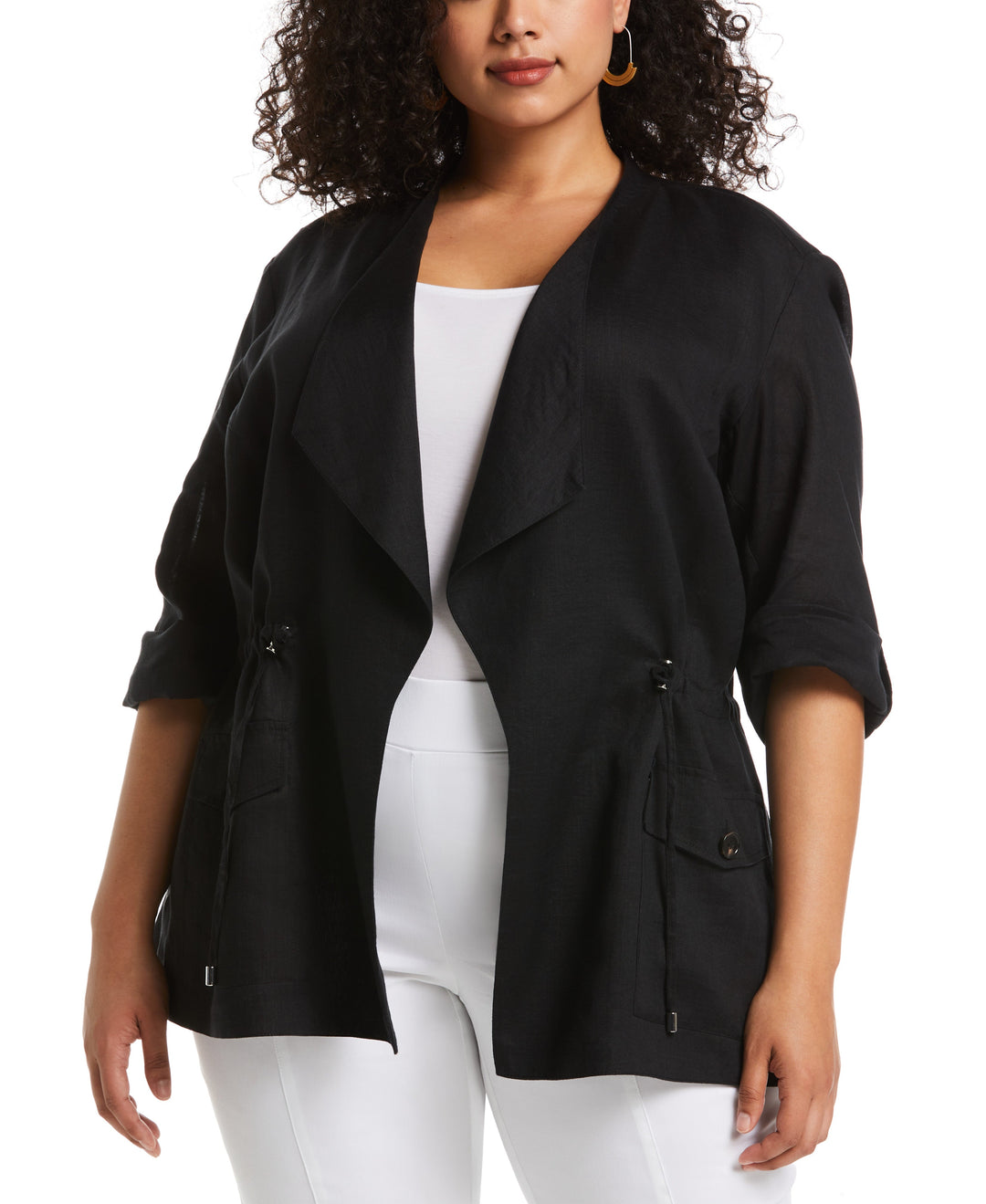 Linen jacket womens plus size best sale