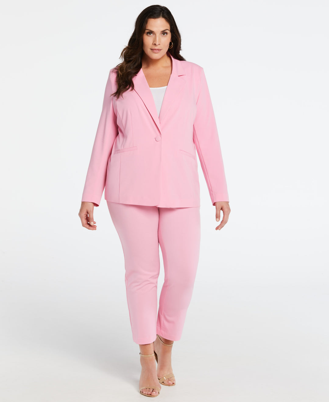 Plus size pink suit best sale